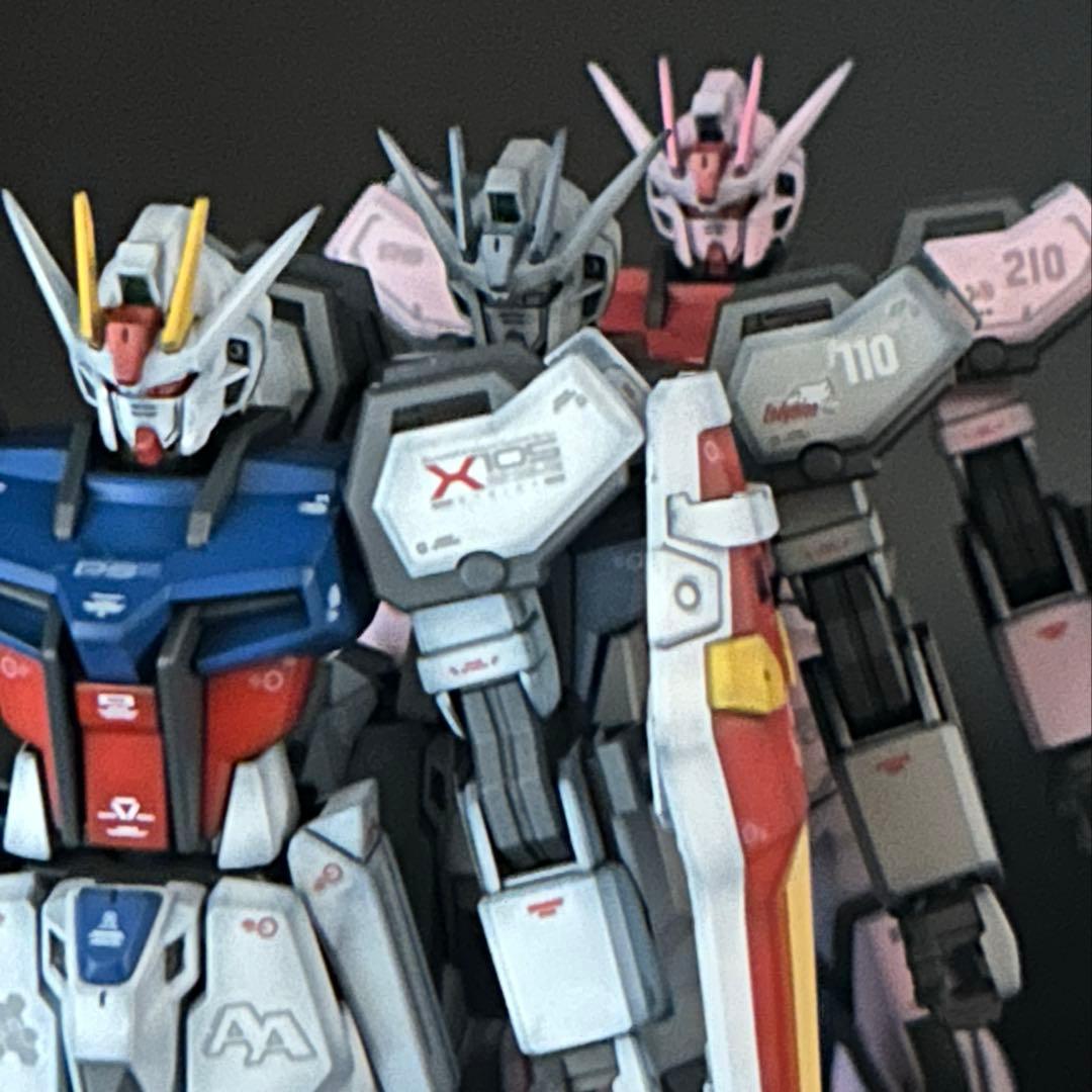 ガンプラ塗装済完成品 EGストライクガンダム三体+オプションパーツセット