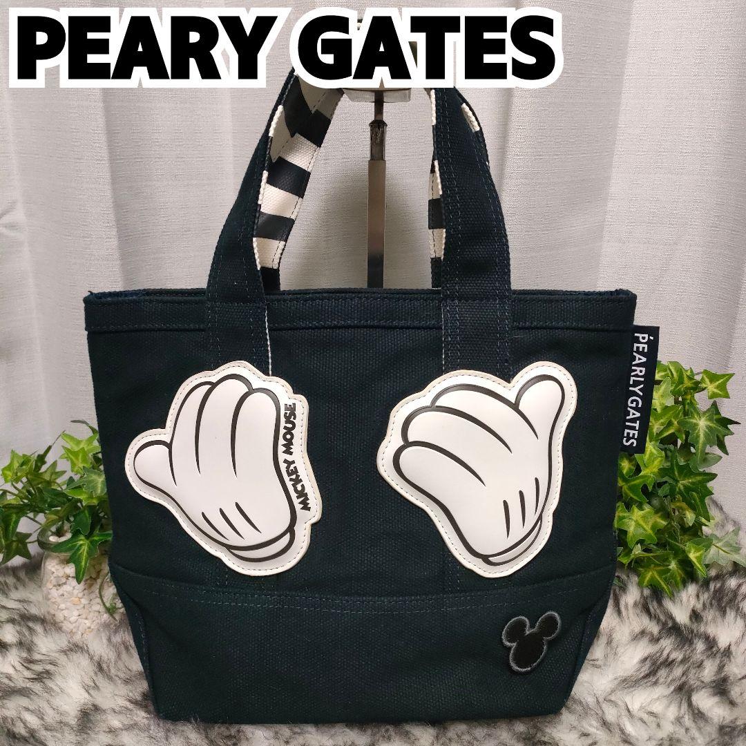 【美品】パーリーゲイツ MickeyMouseコラボ アップリケ カートバッグ紺