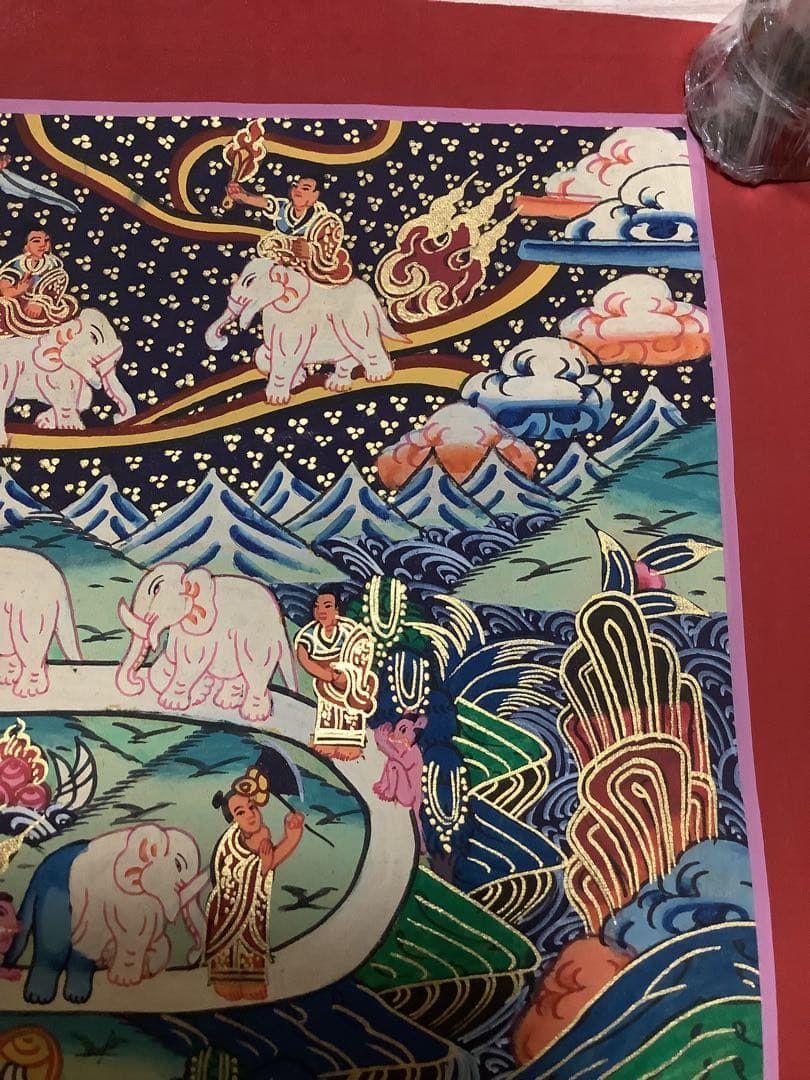 《 チベット密教　新品　1点物 》 手描き　曼荼羅　天国への道　仏画　仏教　g4