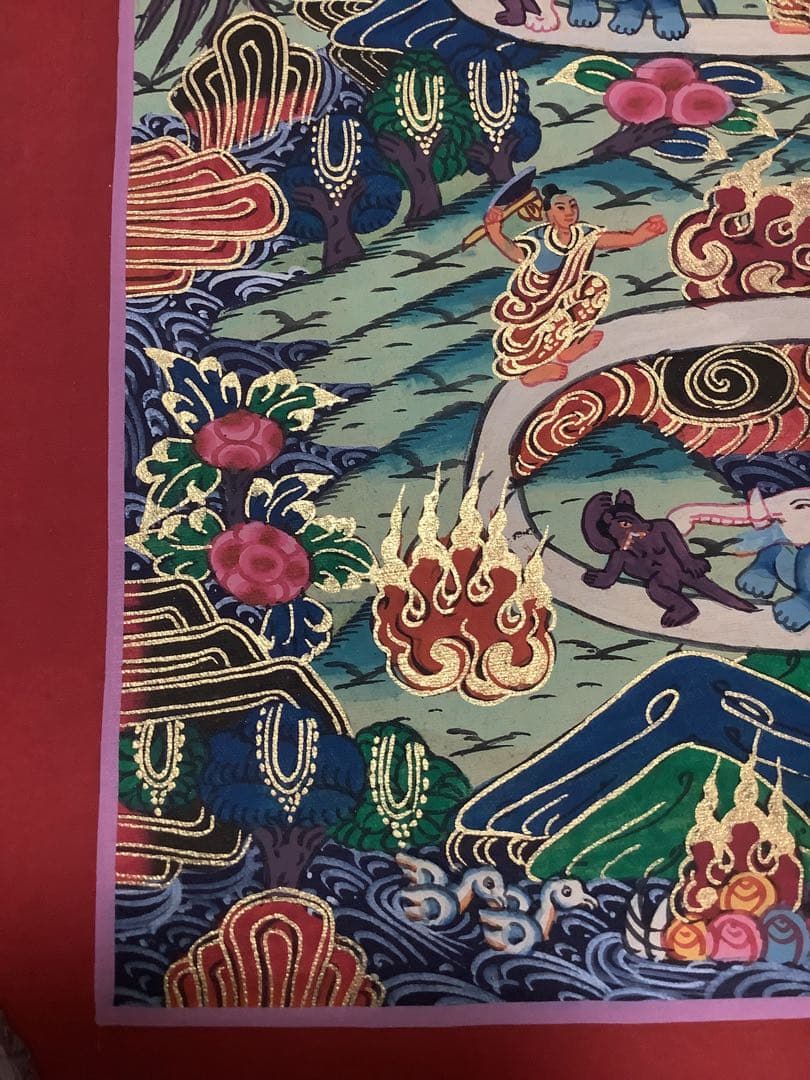 《 チベット密教　新品　1点物 》 手描き　曼荼羅　天国への道　仏画　仏教　g4