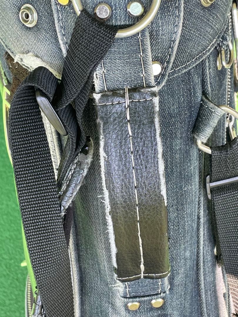 貴重品　デニム生地　CRAZY スタンドバッグ