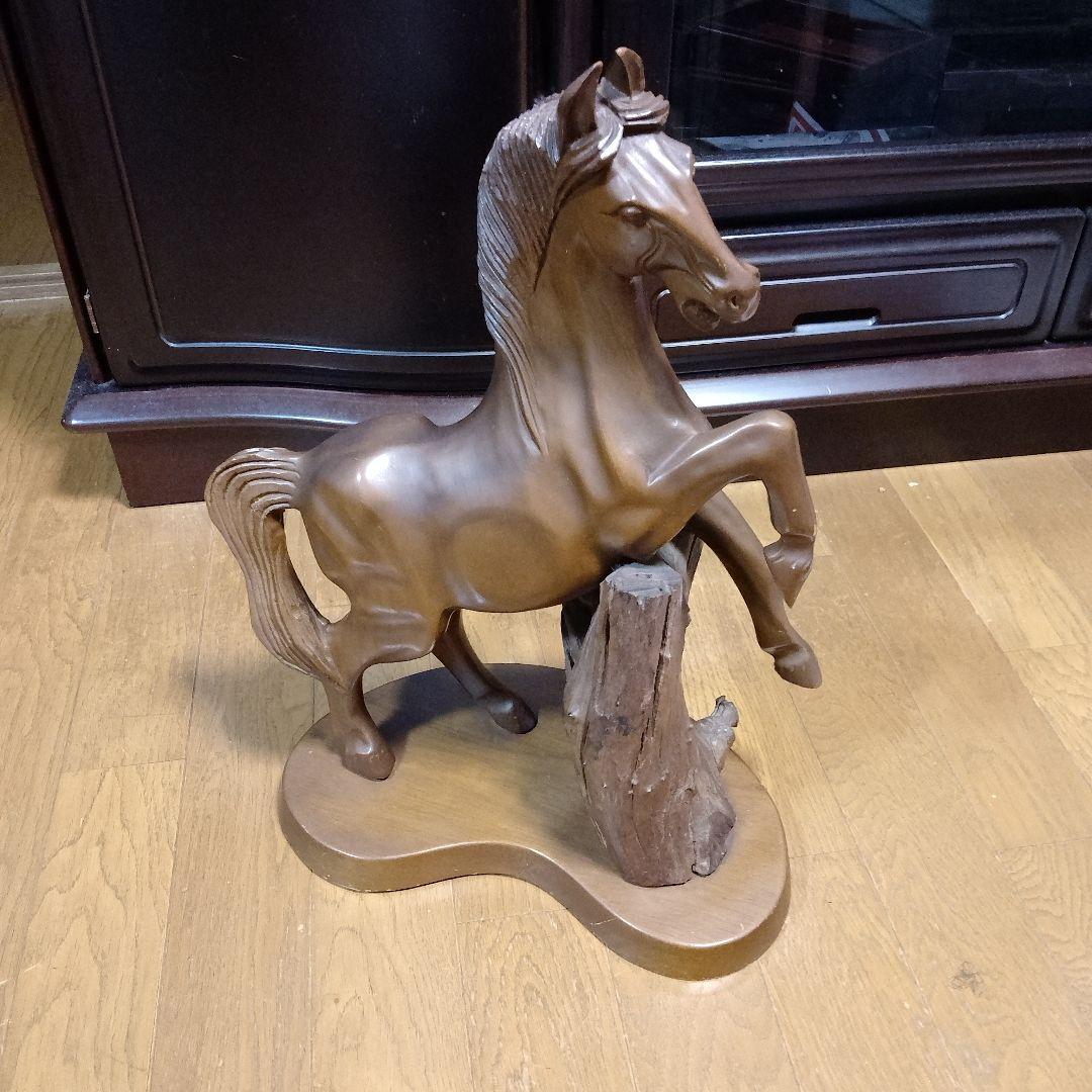 美品！アンティ―ク！今年は馬年！木製馬の彫刻 ブラウン 約50cm