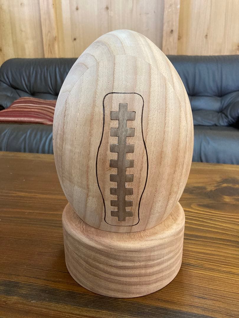 木製ボール　ラグビー　インテリア