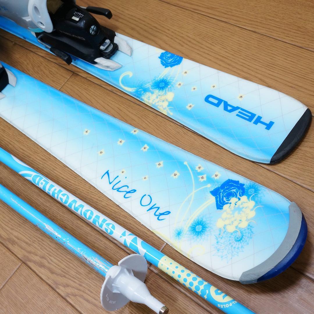 メンテ済 117cm 靴21cm HEAD カービングスキーセット (120