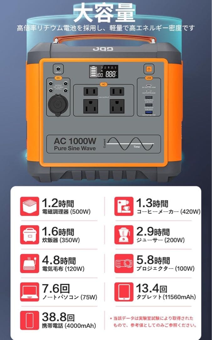 JQB ポータブル電源 P1000 大容量新品 716.8Wh