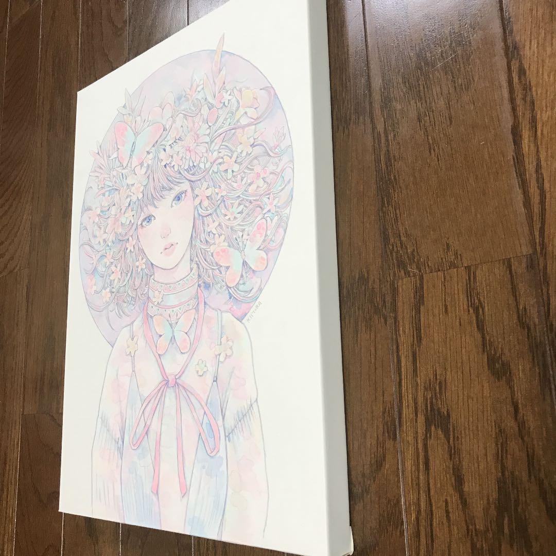 ★木村智博「たわむれる」木製パネル アクリルガッシュ 色鉛筆 鉛筆 額付き