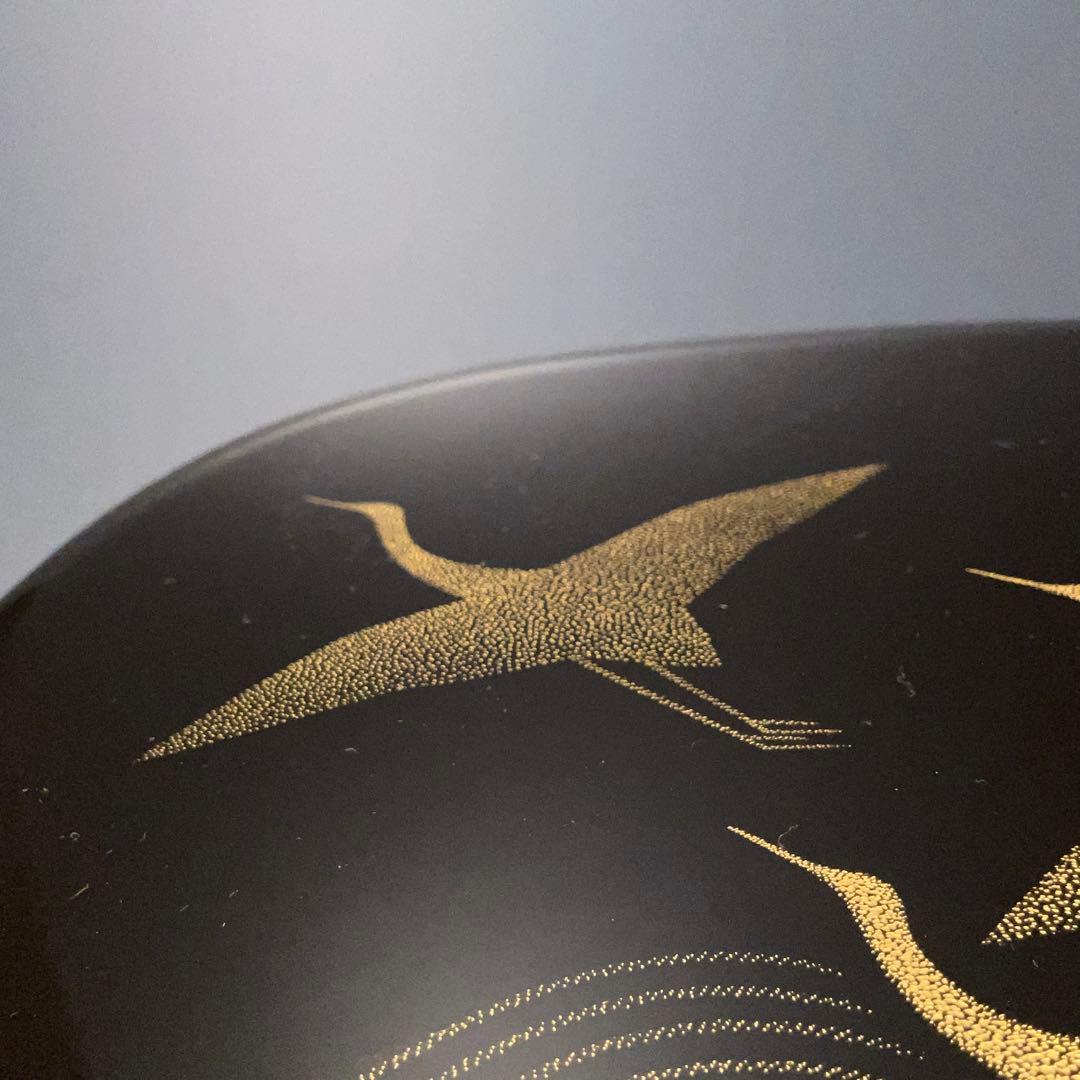 輪島　漆塗　千羽鶴沈金　弁当箱５組　三谷吾一　共箱　仕切り付き　R1325ル