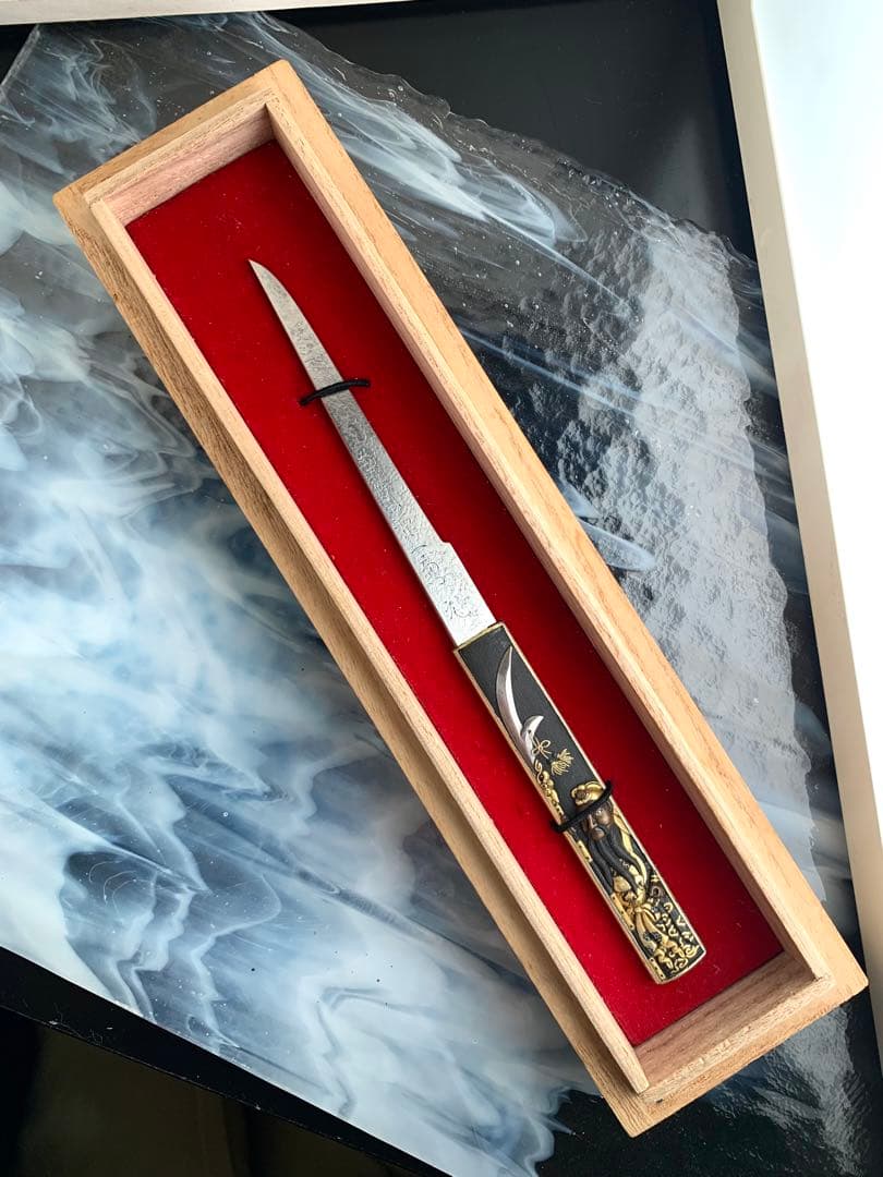 小柄小刀　三国志関羽図小柄袋　刀装具（15cm以下の合法サイズ）