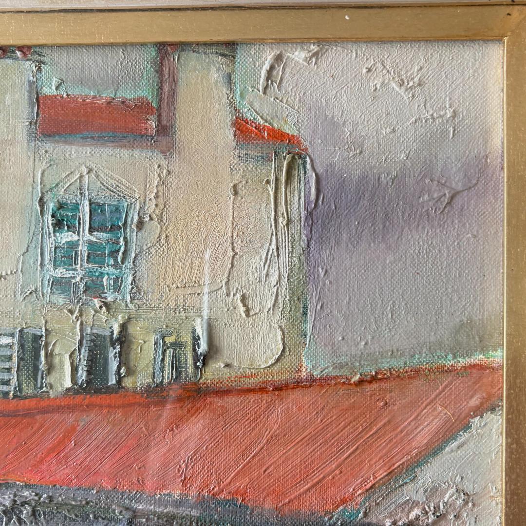 油絵　堀田髙　「裏窓」　1970年制作　６号 堀田高