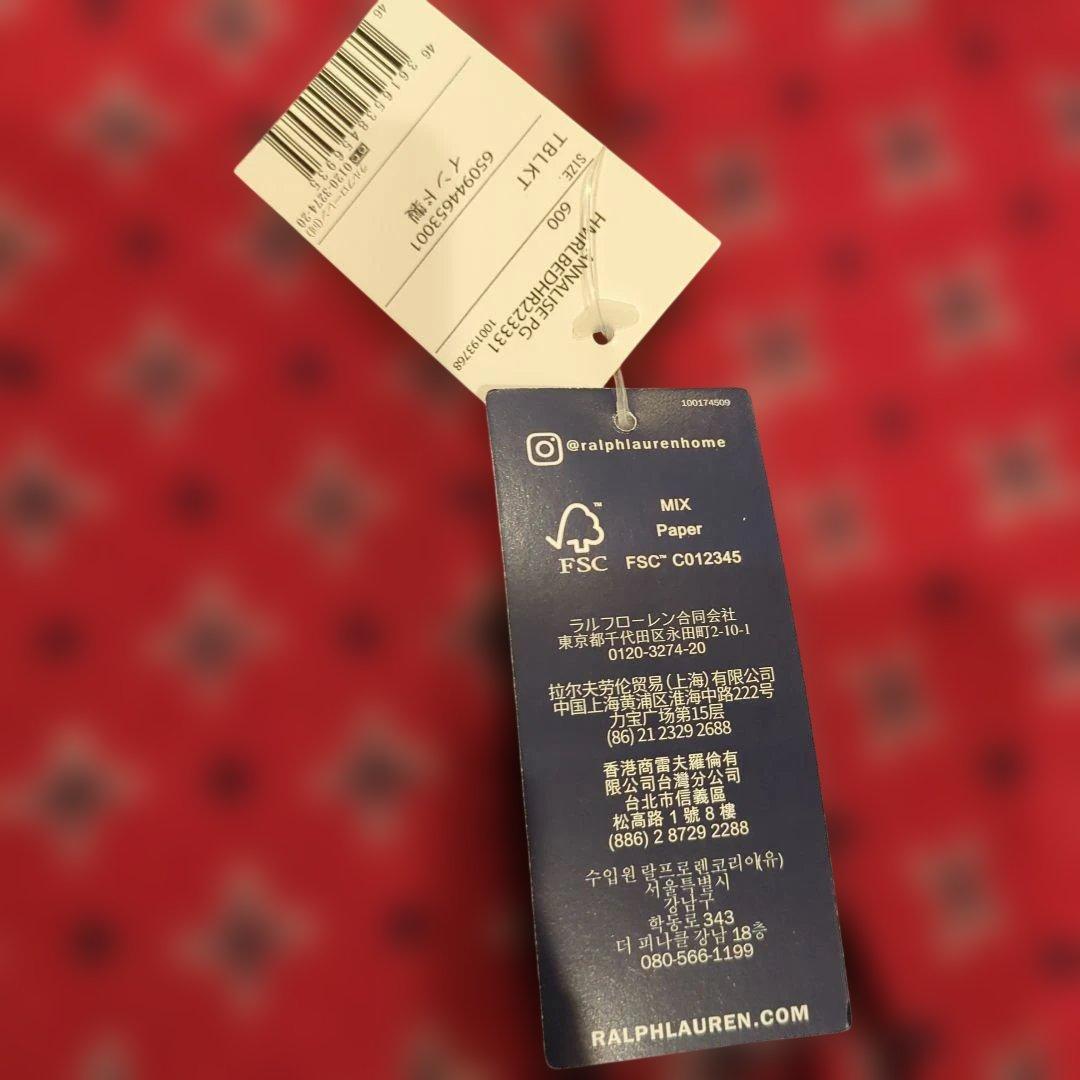 未使用　ラルフローレン　赤色ブランケット　インド製　タグ付