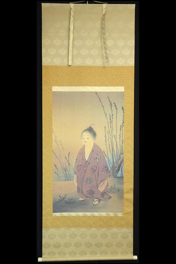 【複製画】掛軸 横山大観『無我』絹本 共箱付 掛け軸 a08266