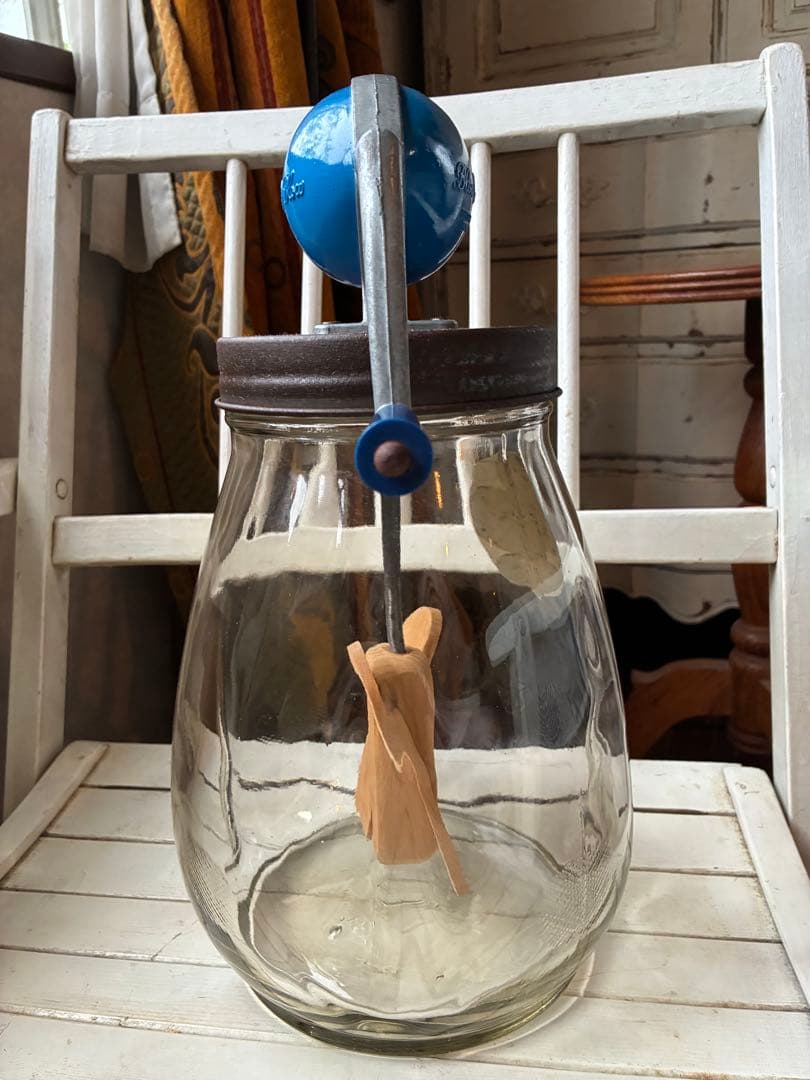 イギリス　アンティーク　バター　メーカー　マヨネーズ　メーカー　チャーン　ブルー