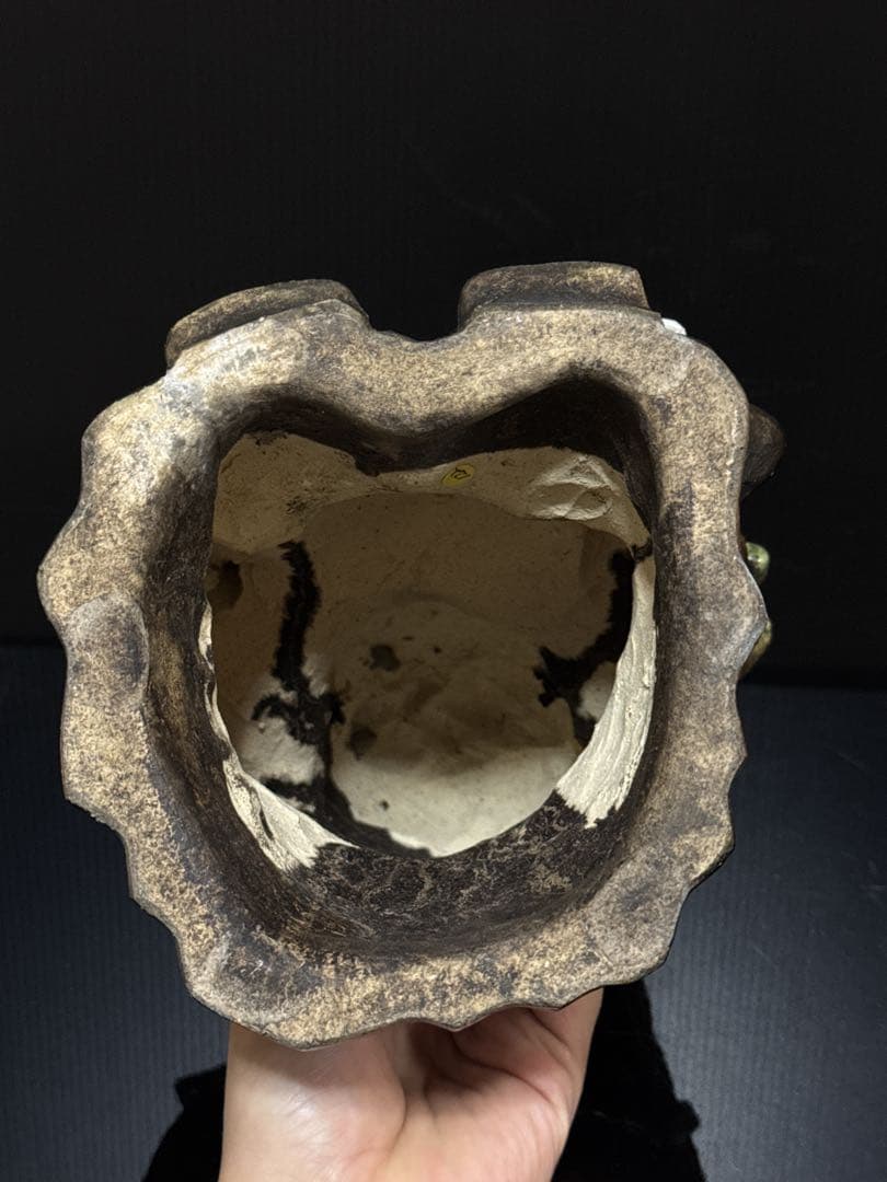 名人 三平 造 陶製 極上彩色手捻 鬼の寒念仏 大津絵 置物