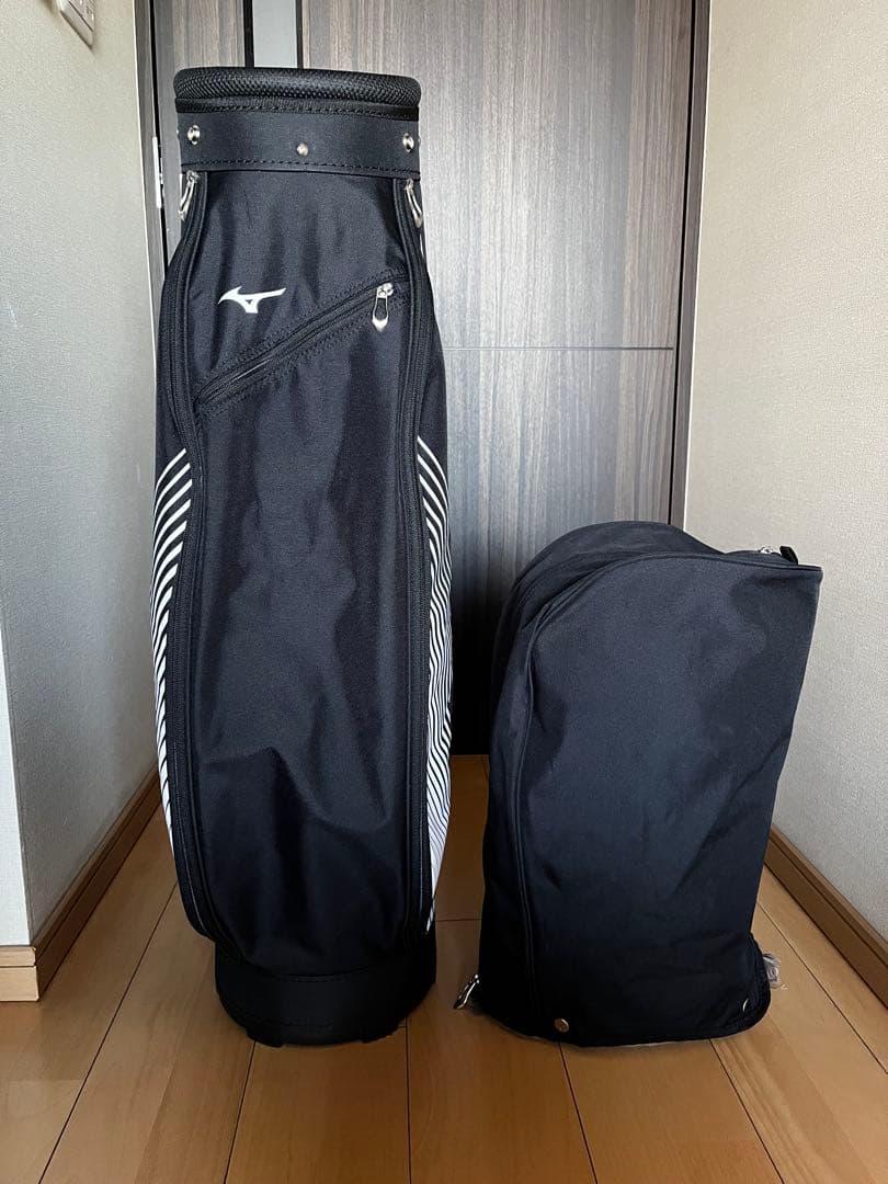 美品ミズノ　MIZUNO カート式キャディバッグ　9型軽量2.3kg ブラック