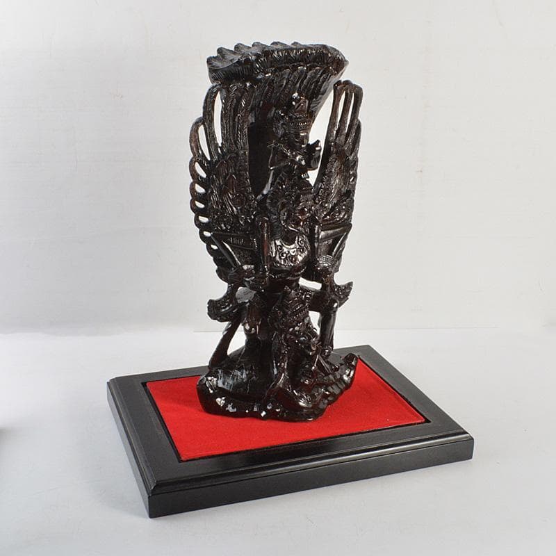 バリ島　インドネシア　木彫　ガルーダ　置物　ガラスケース付　V　6070C