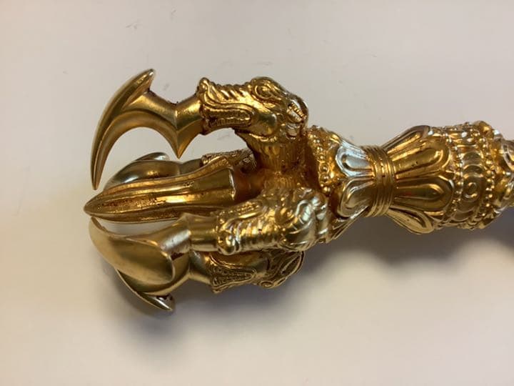《 新品　1点物 》 24金張り　特大　仏教　五鈷杵　バジュラ　約23cm