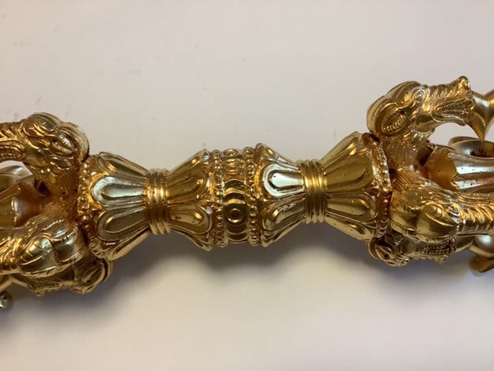 《 新品　1点物 》 24金張り　特大　仏教　五鈷杵　バジュラ　約23cm