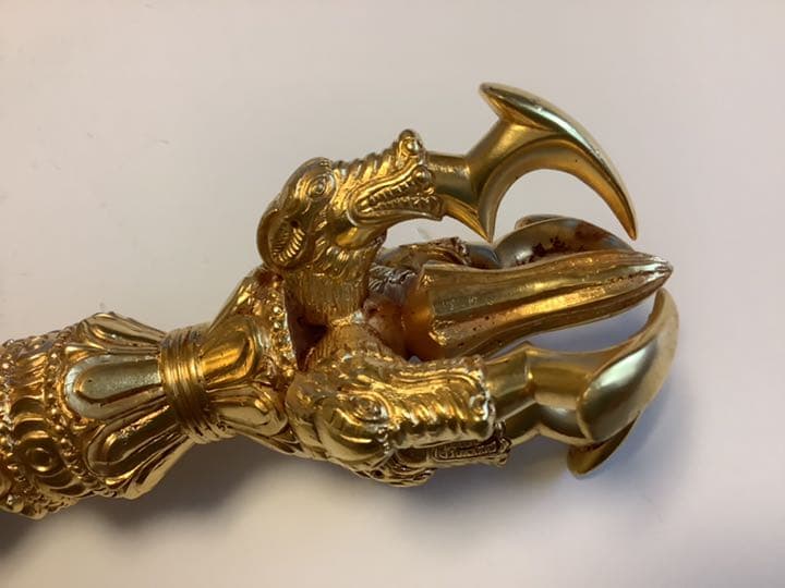 《 新品　1点物 》 24金張り　特大　仏教　五鈷杵　バジュラ　約23cm