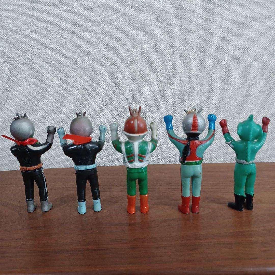 当時ものポピー製 仮面ライダー希少ソフビペンダントトップ（チェーン無）5点セット