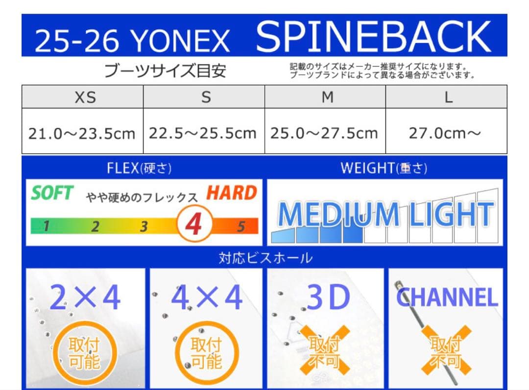 SPINEBACK スノーボード ビンディング ホワイト 25-26 新古品　M