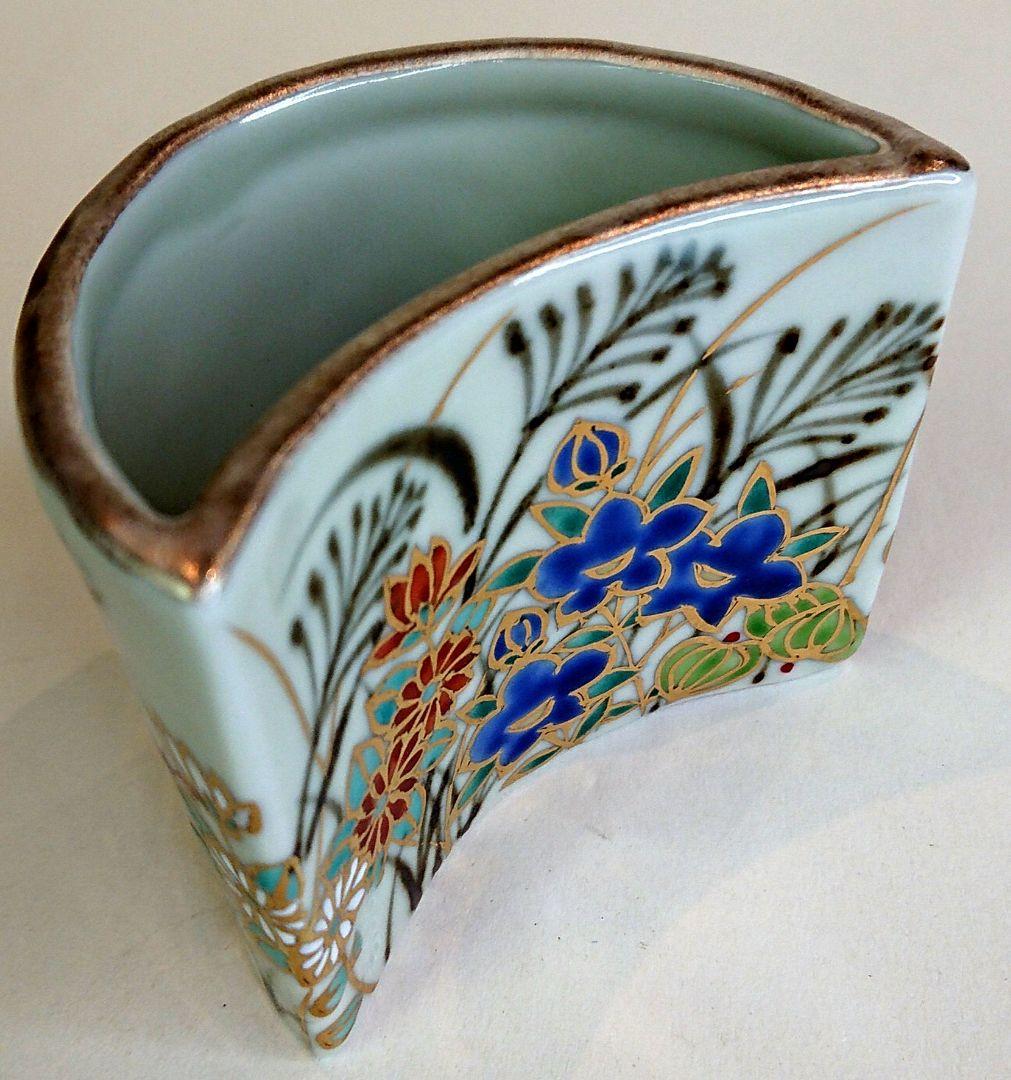 【茶道具】秋草絵 三日月蓋置