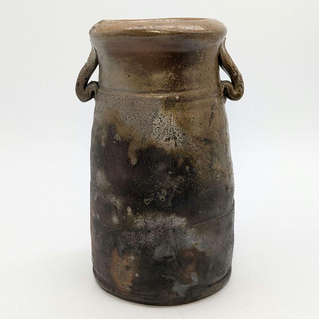 伝統工芸士 乗松俊行 備前焼 耳付矢筈口花入 花瓶 花器 フラワーベース 置物