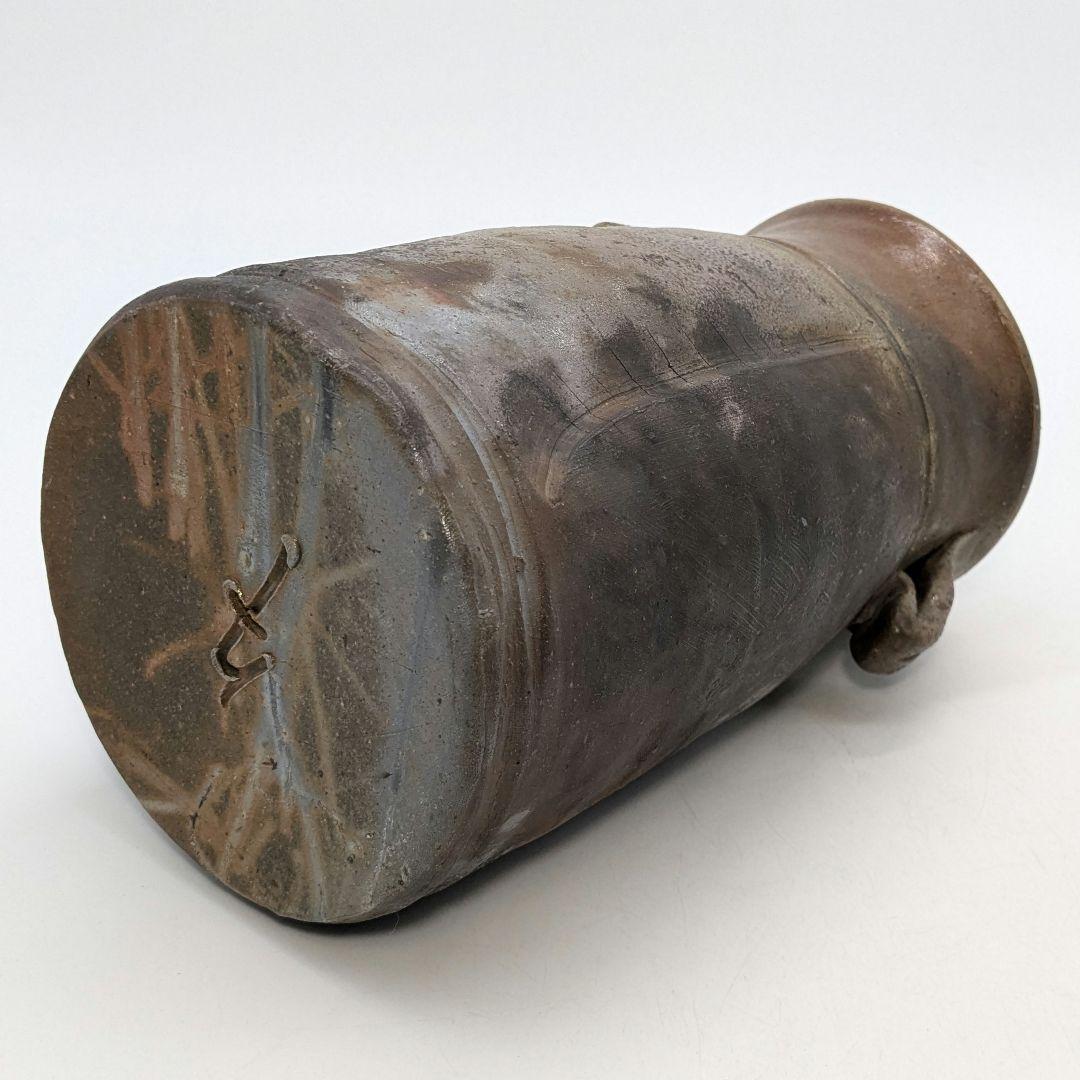 伝統工芸士 乗松俊行 備前焼 耳付矢筈口花入 花瓶 花器 フラワーベース 置物