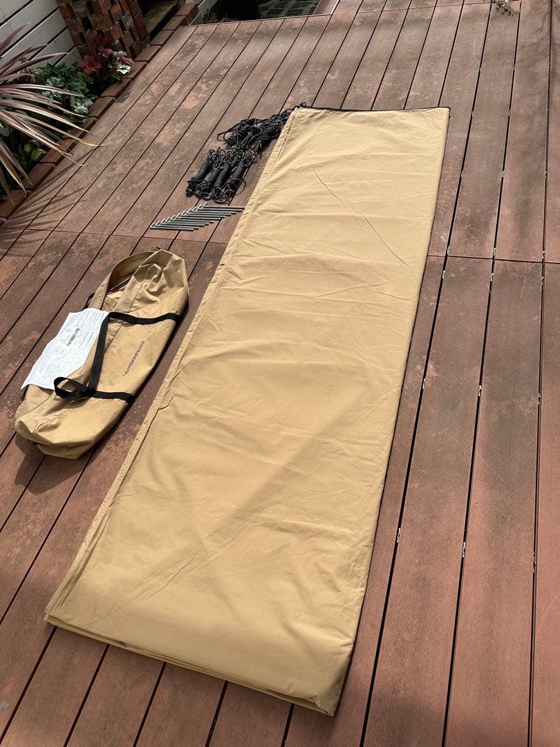 焚き火　可！！ ベージュ タープ・シェード 32ミリポール２本付き