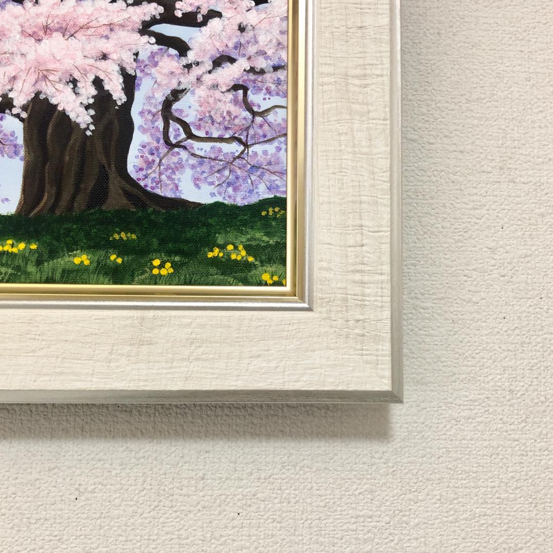 アクリル画　原画　「醍醐の桜04」額縁付　F4サイズ　キャンバス　風景画