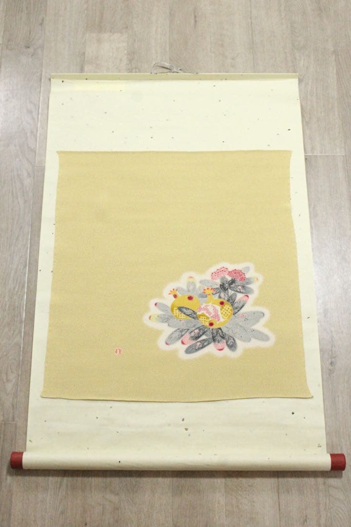 No5448 帛紗三枚セット　羽田登喜男　原図　「花鳥寿果」栞/紙箱付　送料無料