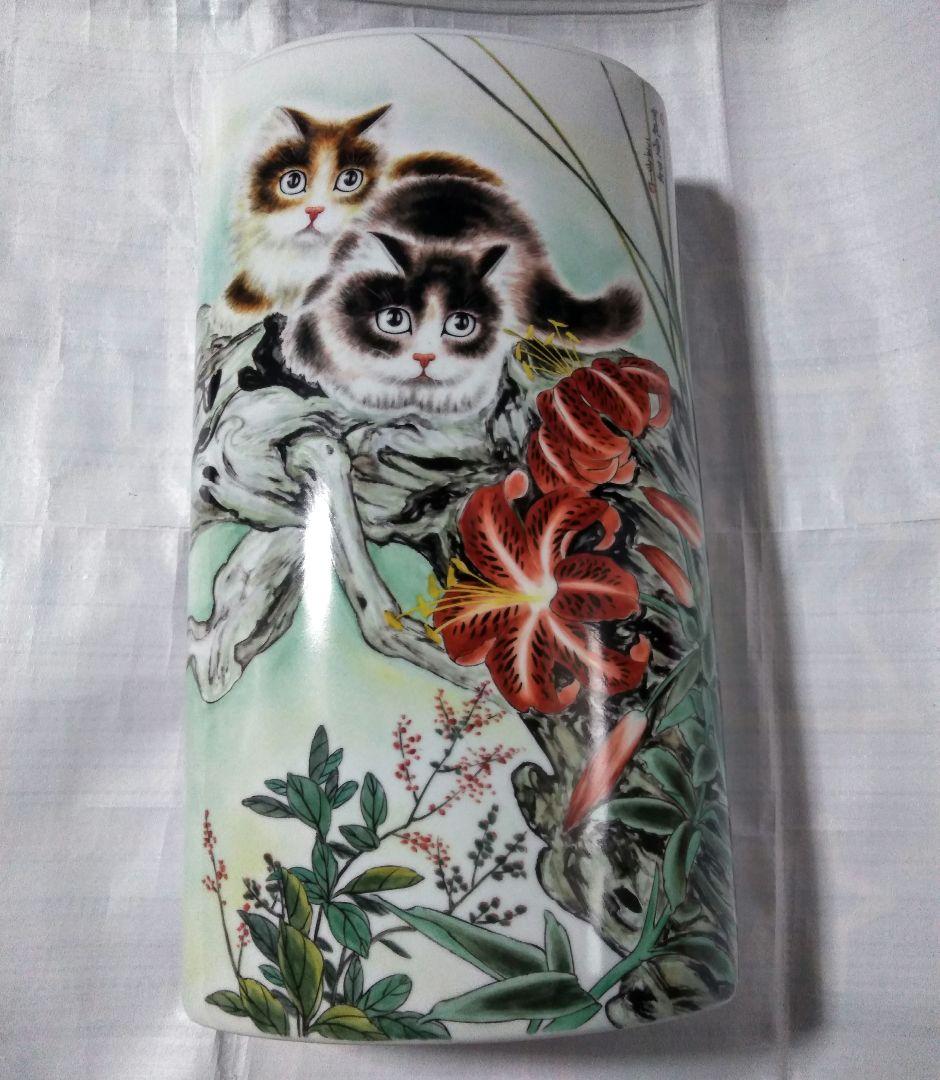 猫 景徳鎮 花瓶 置物 骨董品