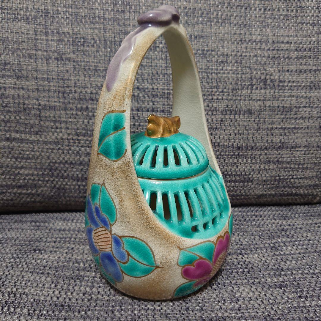 京焼　香炉　金彩の装飾　金粉椿