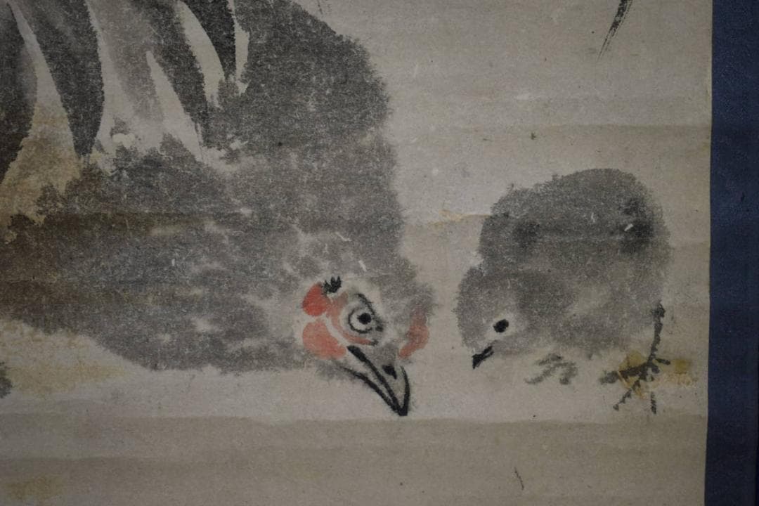 真作/英一蝶/鶏之図/布袋屋掛軸HG-454
