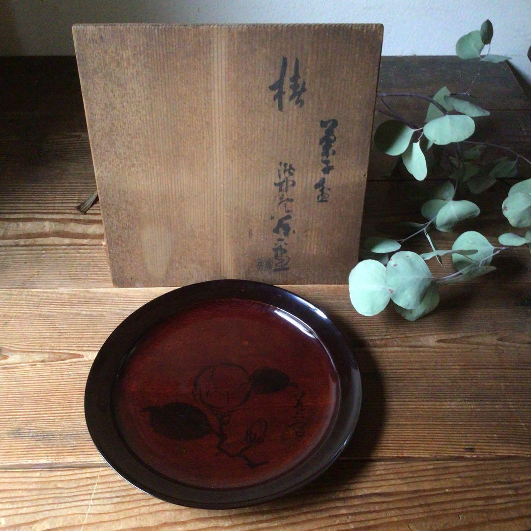 No4388 二代真清水蔵六(泥中庵) 椿図　菓子盆　共箱　送料無料