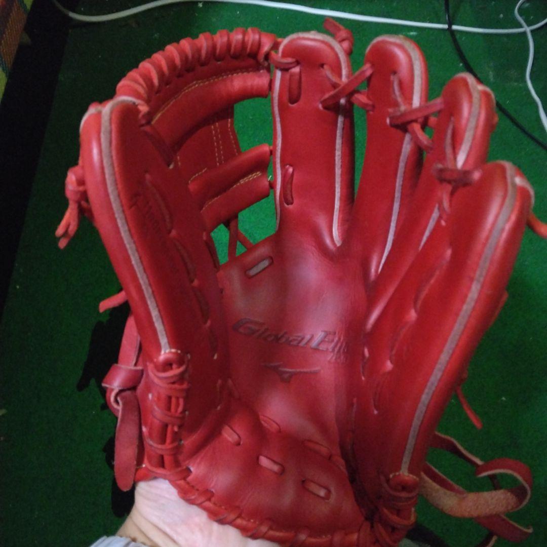 赤 軟式グローブ Global Elite