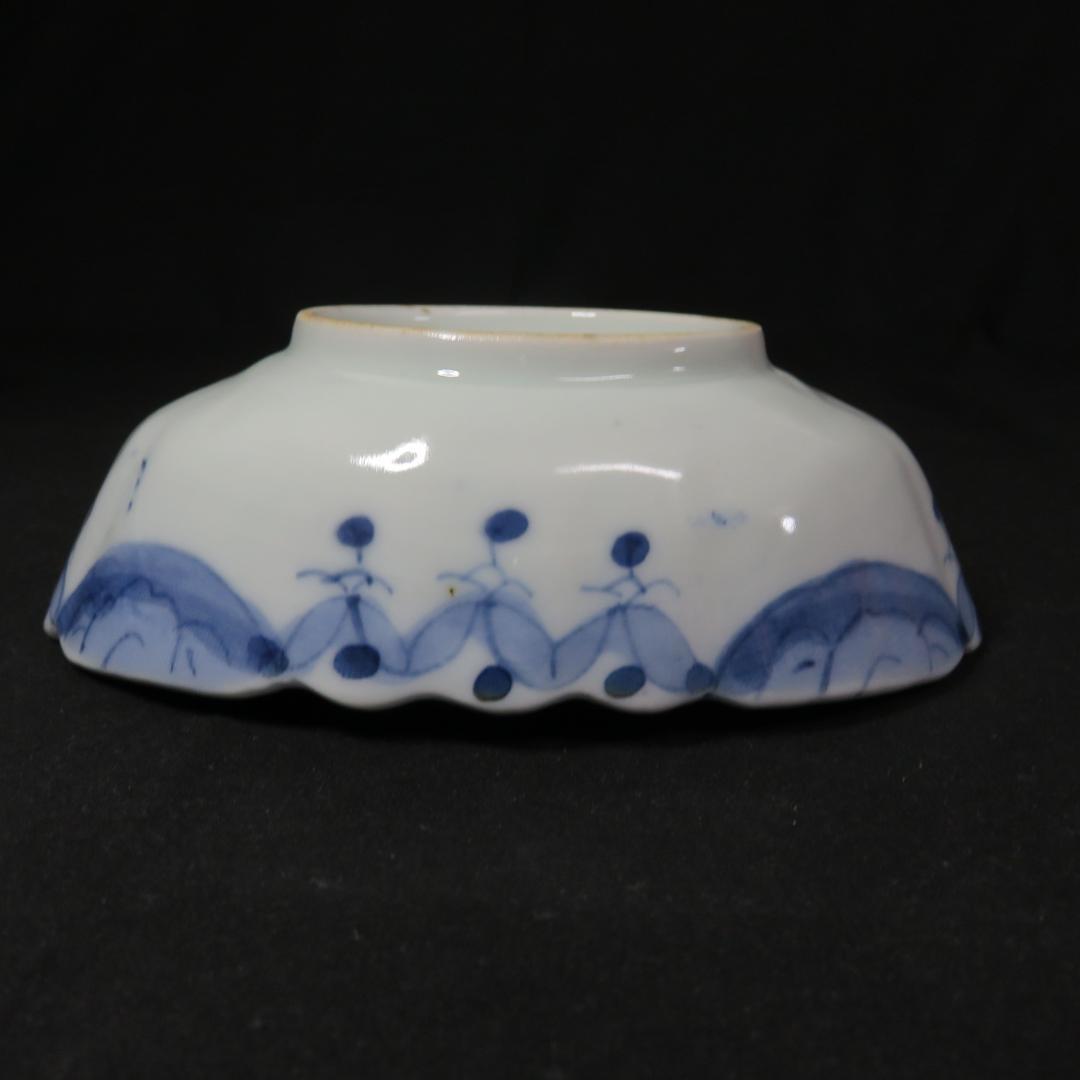 向付 3客 変形 船型 窯傷 銘 人物 風景 家屋