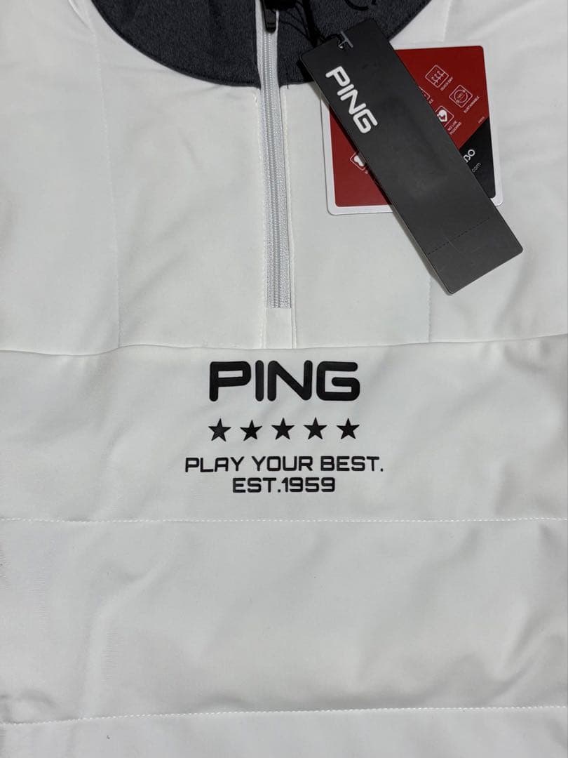 【新品・タグ付き】PINGハーフジップゴルフウェア　ホワイト×グレー LLサイズ