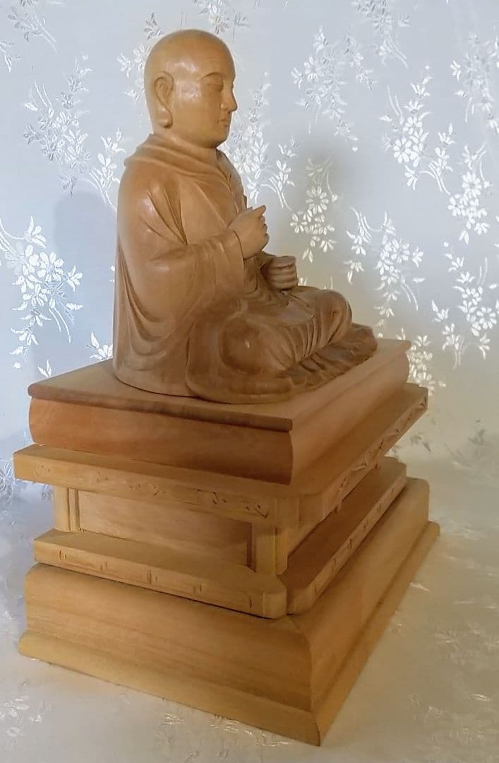 僧形坐像 法然上人坐像 #074 ◆白檀 木彫 仏像