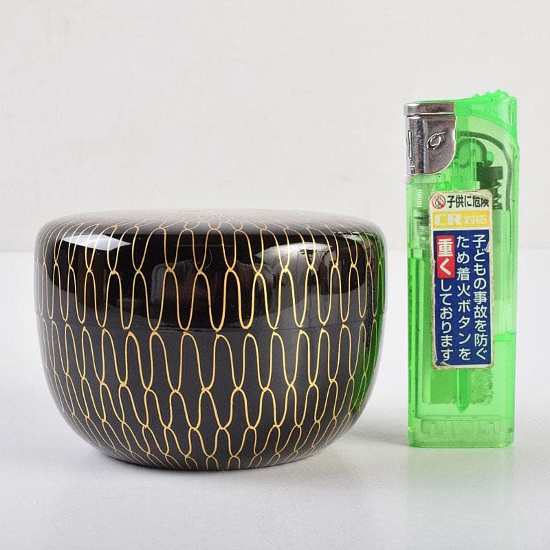 茶道具　蒔絵師　荒井正春作　網目蒔絵　平棗　鵬雲斎極め箱　D　R9204