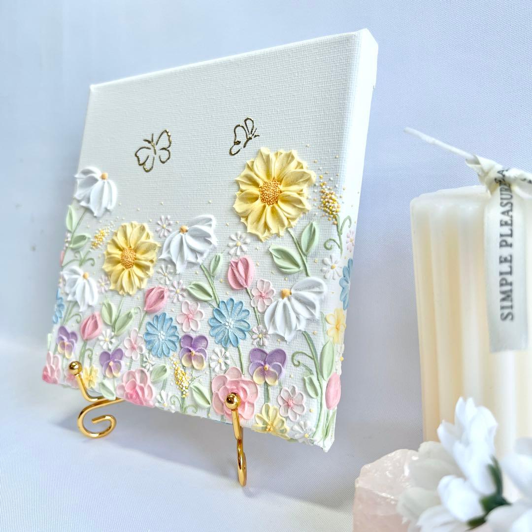 蝶　テクスチャーアート　バタフライ　絵画　インテリアアート　花　絵　癒し