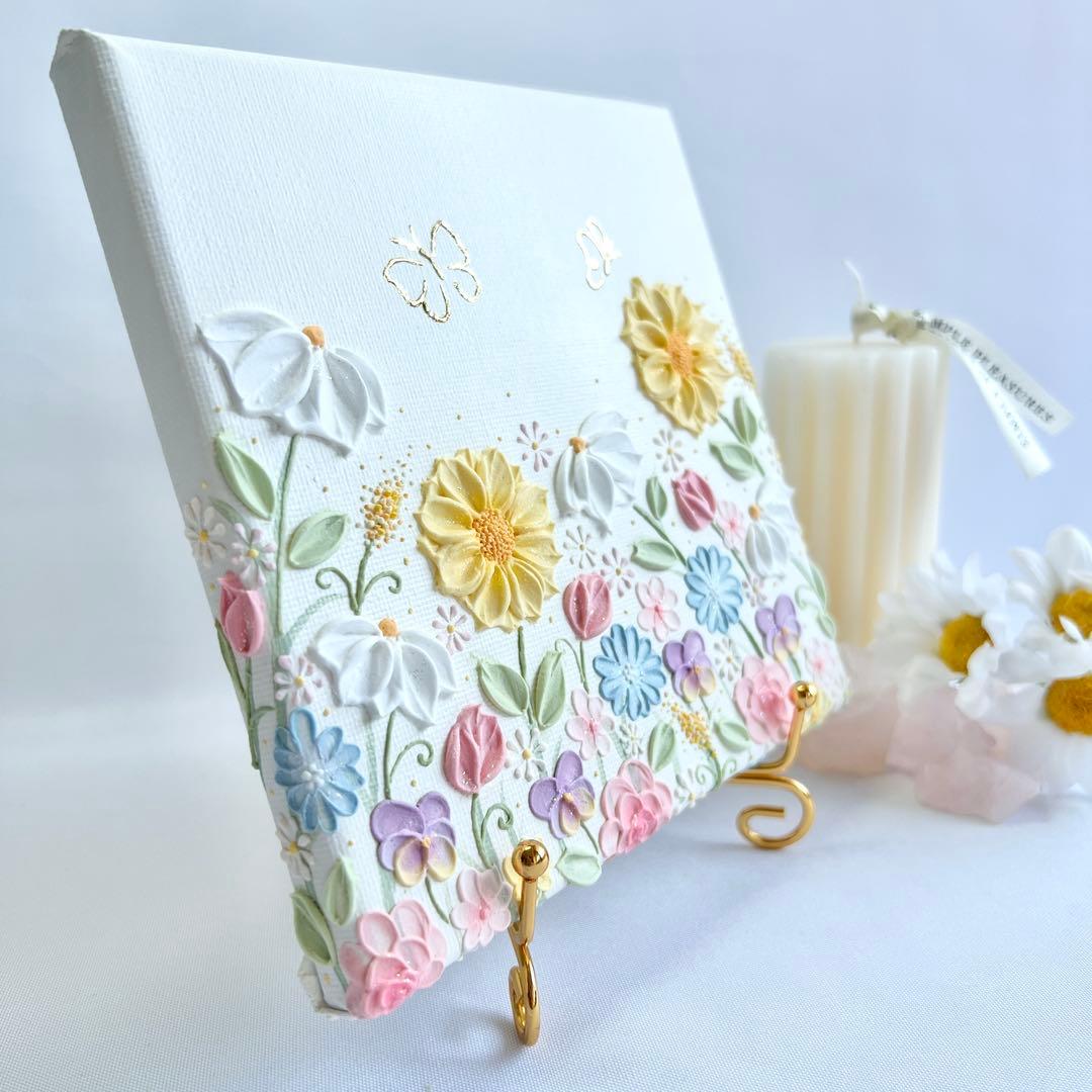 蝶　テクスチャーアート　バタフライ　絵画　インテリアアート　花　絵　癒し