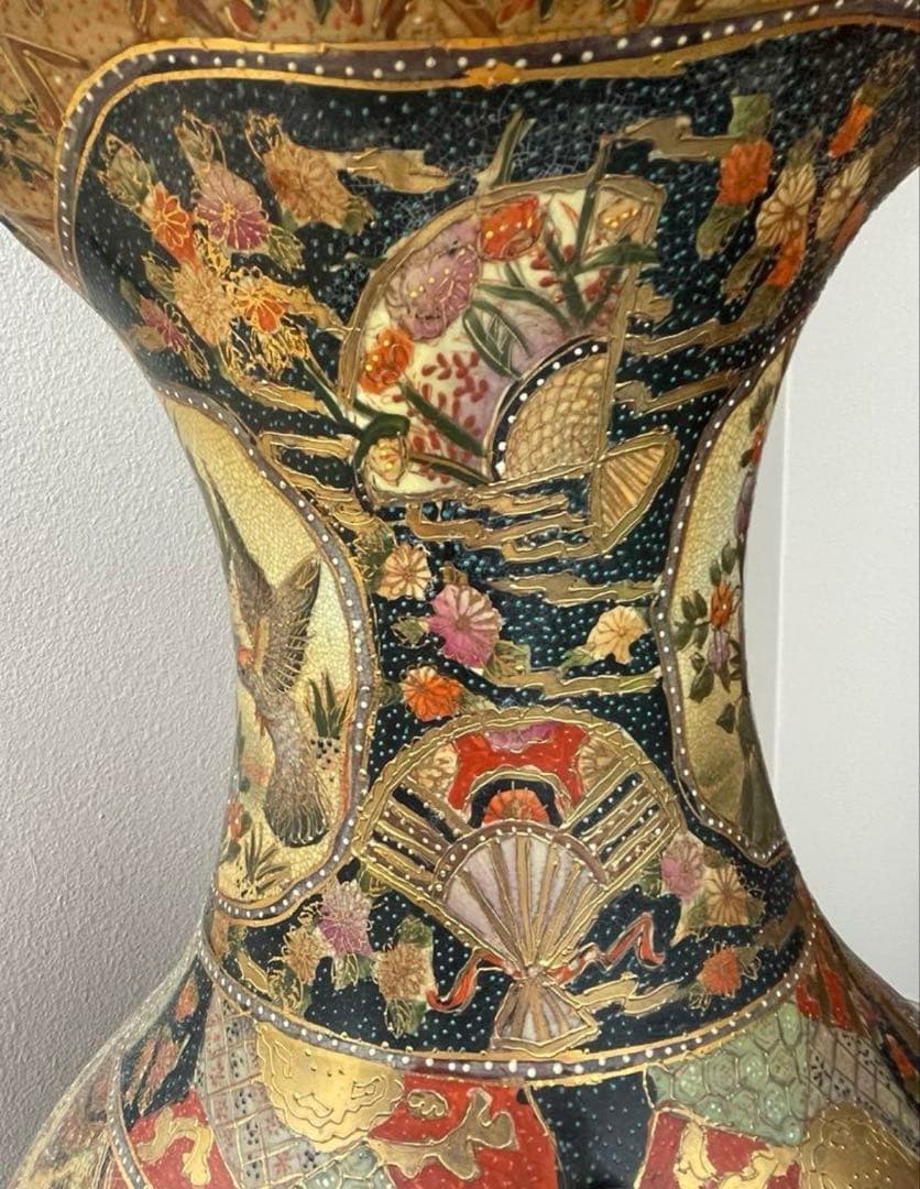 大きな薩摩焼の宮廷床花瓶 , 新年 セール‼️