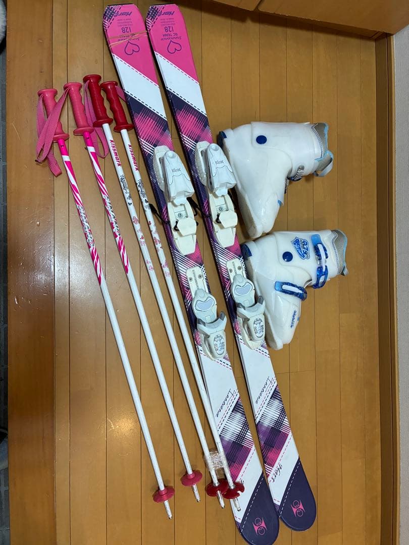 美品スキーセット板128cm靴23.0cm 120〜145cmくらいのお子様向け