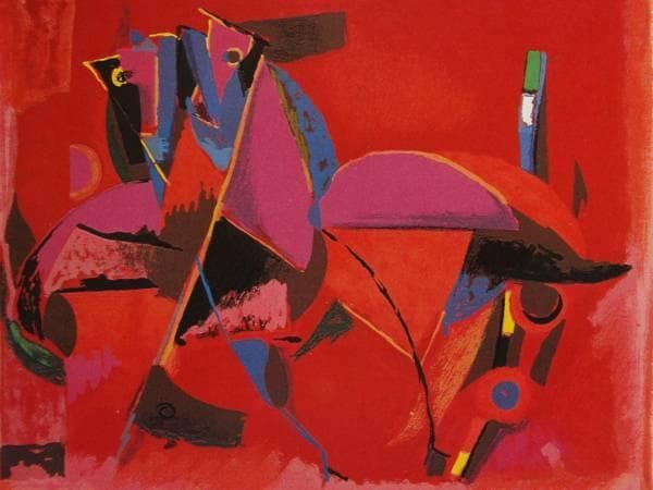 Marino Marini、quadriga、希少画集画、新品額装付