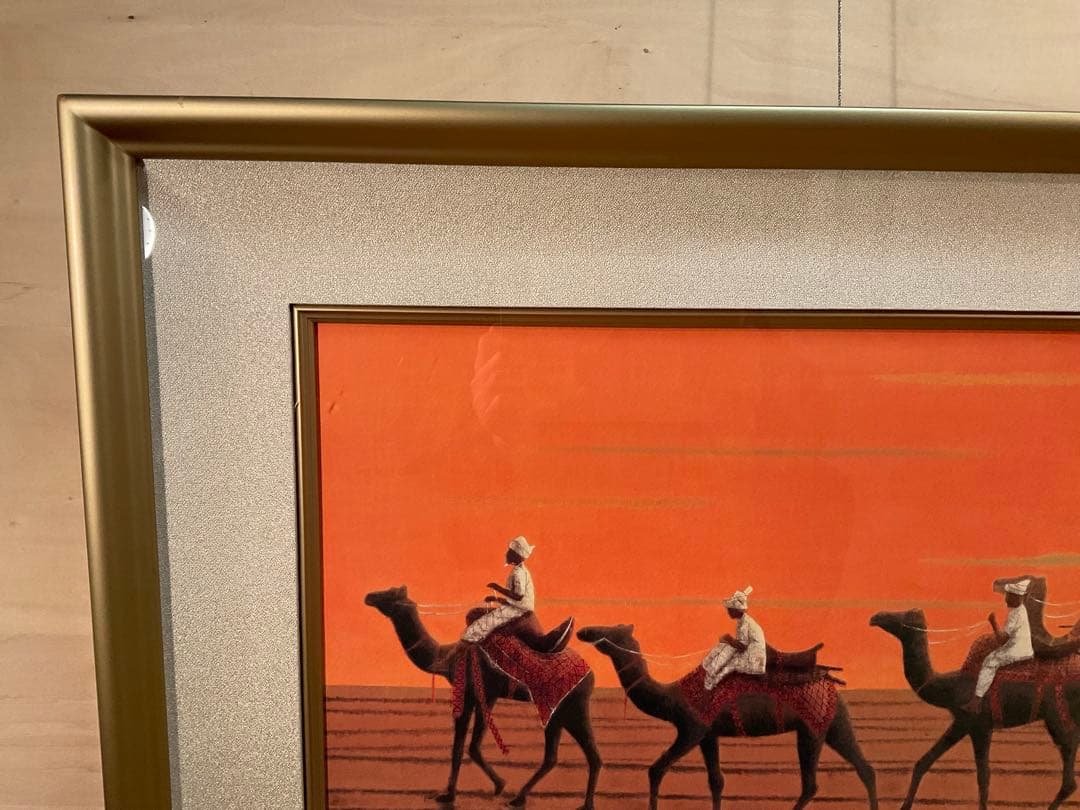 平山郁夫「シルクロードを行くキャラバン(東・太陽)」彩美版　作品証明シール有り