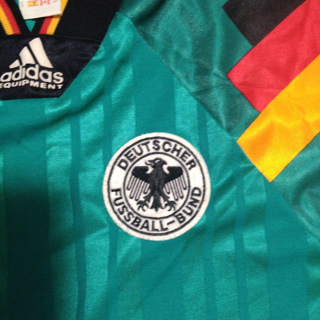 1992ドイツ代表アウェイユニフォーム　アディダス 緑色 ストライプ シャツ