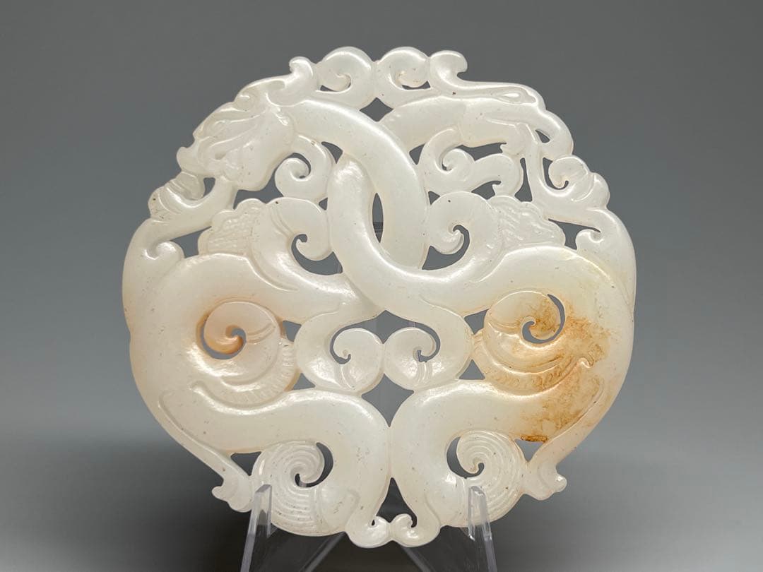 中国美術　和田玉　白玉　骨董品　細工彫刻　　唐物　風水置物　お守り　根付　縁起物