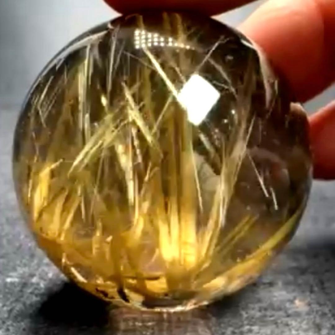 超絶綺麗✨40mm ゴールドタイチンルチルクォーツ　丸玉　スフィア　金針水晶