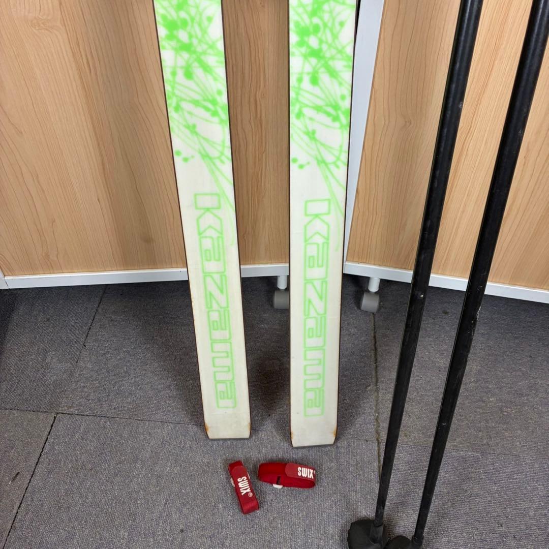 【送料込】KAZAMA テレマークスキー板　ポール　セット　山スキー