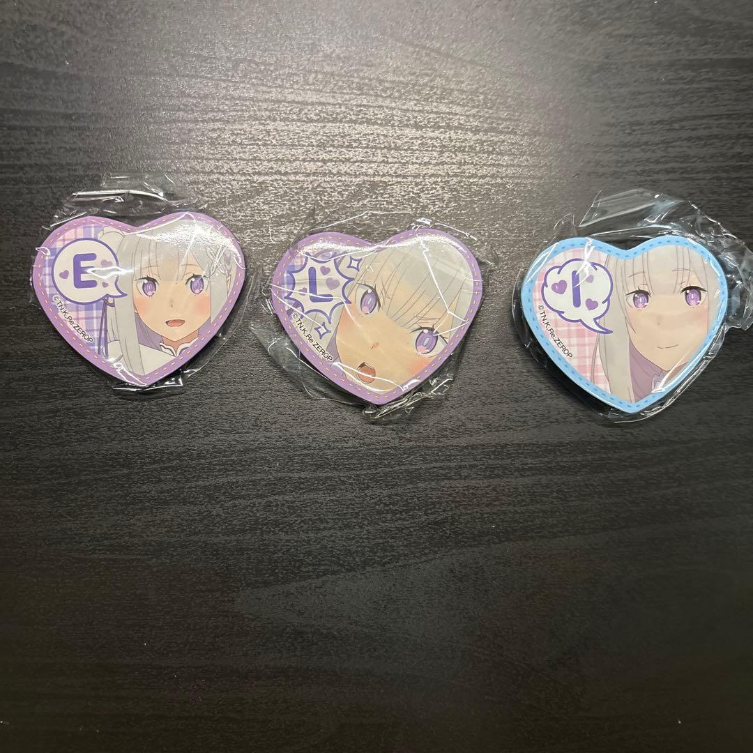 エミリアの誕生日生活 ハート型缶バッジ 3個セット